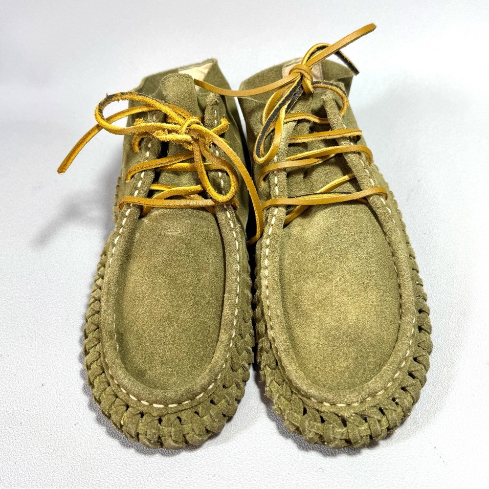 Latigo Gamine Olive Green Suede Moccasins with Leather Laces - Picture 6 of 16